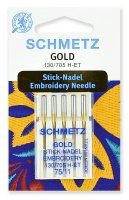 Иглы Schmetz для вышивания, Gold титаниум №75 (5шт)